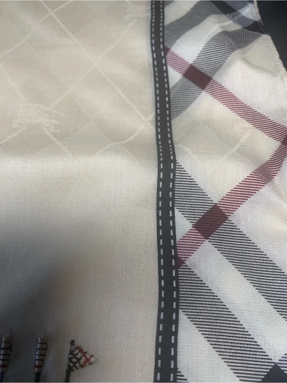 Burberry Plaid Handkerchief in Cream, Black & Red